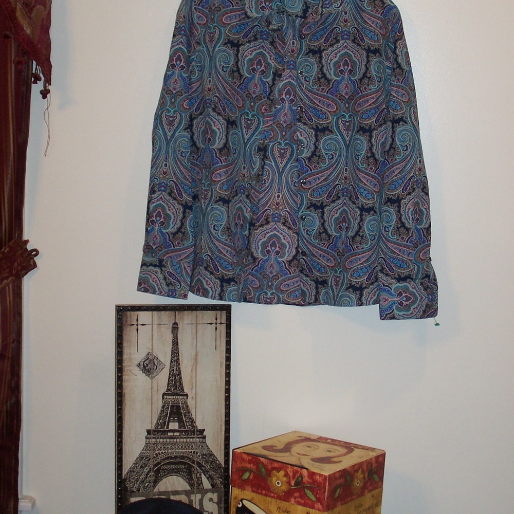 LANDS END LS PAISLEY SHIRT 10P NO IRON